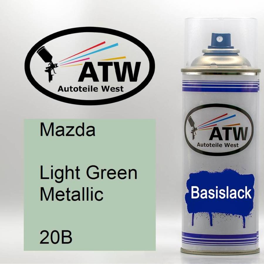 Mazda, Light Green Metallic, 20B: 400ml Sprühdose, von ATW Autoteile West.